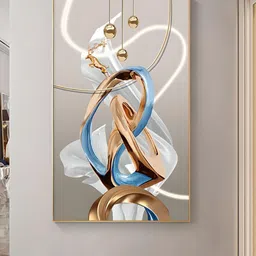 THE HANDMADE FLAIR Blue & White Abstract Printed Framed Wall Art-picture-15