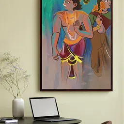 999Store Brown & Green Lord Ram And Sita Printed Framed Wall Art-picture-34