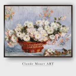 The Art House White & Blue Chrysanthemums Canvas Painting Wall Art-picture-20