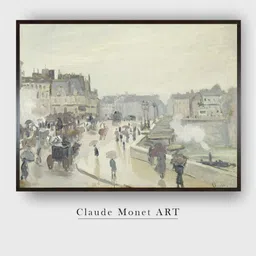The Art House Grey & White The Pont Neuf By Claude Monet Canvas Painting Wall Art-image-5