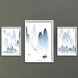 SAF White & Blue 3 Pieces Modern Art Premium Painting Framed Wall Art-picture-28