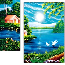 PnF Blue & Green 3 Pieces Wooden Floral and Botanical Painting Wall Art-picture-36