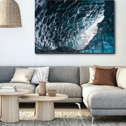 SPACE OF JOY White & Blue Abstract Canvas Painting Wall Art-picture-20