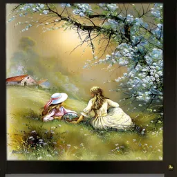 PnF Green & Blue Wooden Floral and Botanical Painting Wall Art-image-31