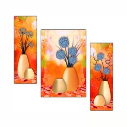 PnF Orange & Blue 3 Pieces Wooden Floral and Botanical Wall Art-picture-35