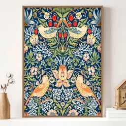 INDIAN CLASSIC ART Blue & Green Indian Floral Printed Framed Wall Art-picture-23