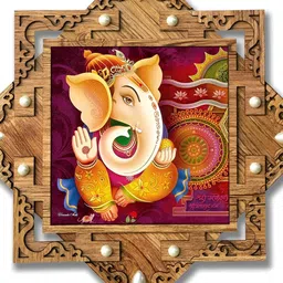 PnF Brown & Pink Wooden Religious Painting Wall Art-picture-33