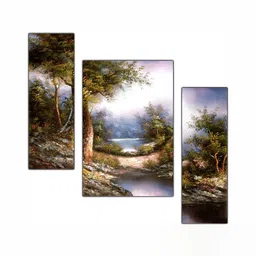 PnF White & Blue 3 Pieces Floral Wooden Painting Wall Arts-picture-11