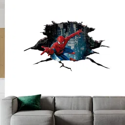 Wallpics White & Blue Spiderman Printed Wall Poster-image-57