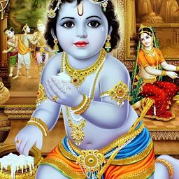 British Terminal Gold-Toned & Blue Religious Lord Krishna Wall Photograph-picture-38