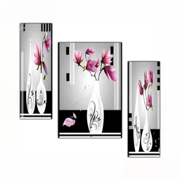 PnF White & Pink 3 Pieces Floral And Botanical Wall Arts-picture-41