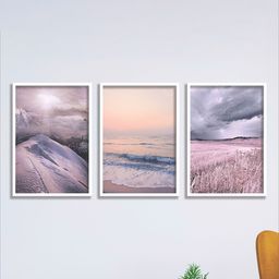 SAF Set Of 3 White & Grey UV Textured Painting Wall Art-picture-36