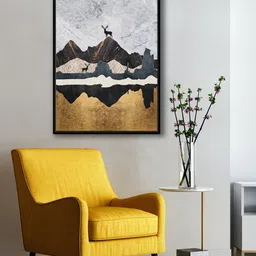 999Store Grey & Brown The Swamp Deer In Mountain  Painting Canvas Wall Art-picture-21