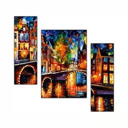 PnF Blue & Red 3 Piece Wooden Abstract Wall Paintings-picture-5
