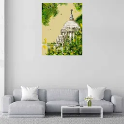 RANGOLI Green & Beige Victoria Memorial Wooden Wall Art-image-84
