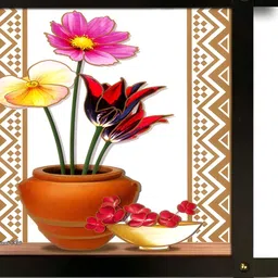 PnF Black & Red Wooden Floral Painting Wall Art-image-45