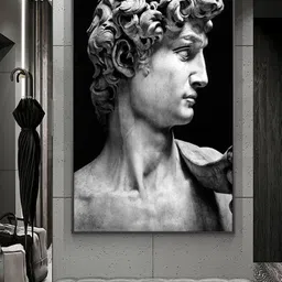 THE HANDMADE FLAIR Black & Grey David Statue Painted Wall Art-picture-18