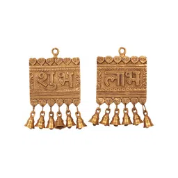 Exotic India Gold-Toned Auspicious Shubh Labh Wall Decor-image-1
