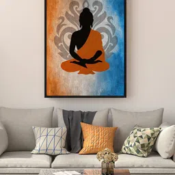 999Store Red & Blue Gautam Buddha Painting Floating Framed Wall Art-picture-12