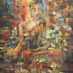British Terminal Blue & Brown Religious Wall Painting-image-71