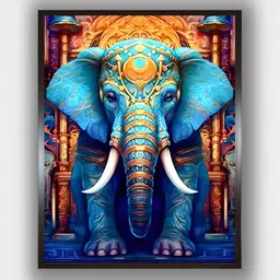 INDIAN CLASSIC ART Blue & Gold-Toned Canvas Paintings Wall Art-image-46