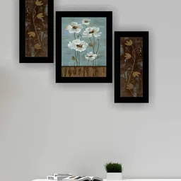 SAF Brown & Green 3 Pieces Flower Pot Modern Art Self Adhesive Framed Wall Paintings-picture-11