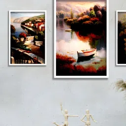 Aura Blue & Red 3 Pieces Wall Painting Art-picture-22