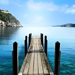 British Terminal Blue & White Island & Sea Printed Wall Poster-picture-25