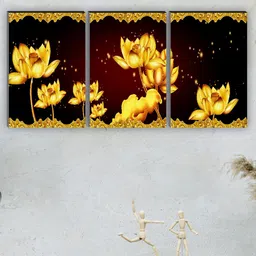 SAF Maroon & Yellow 3 Pieces Painting Waterproof Wall Art-picture-32