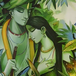 British Terminal Green & Brown Religious Radha Krishna Wall Poster-image-8