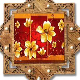PnF Beige & Red Floral Wooden Painting Wall Art-image-75