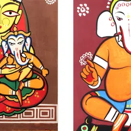 Adventures India Brown & Orange 2 Pieces Wooden Painting Wall Art-image-66