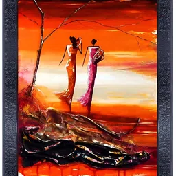 PnF Black & Orang Wooden Abstract Painting Wall Art-image-89