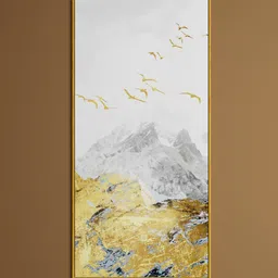 Art Street White & Brown Abstract Mountain Birds Printed Wall Art-image-28