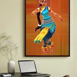 999Store Brown & Blue Framed Painting Wall Art-picture-26