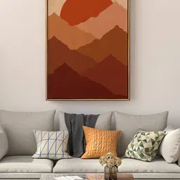 999Store Floating Brown & Rust Mountain Sunset Painting  Wall Art-picture-15