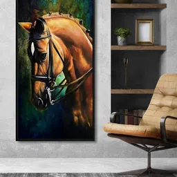 999Store Brown & Green Horse Face Painted Framed Wall Art-picture-18