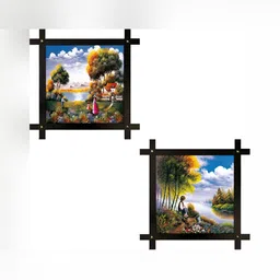 PnF Black & Blue 2 Pieces Wooden Floral and Botanical Wall Arts-image-6
