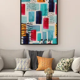 999Store Floating Frame Blue& White Abstract Printed Wall Art-picture-18