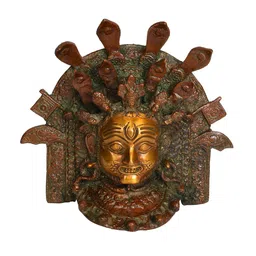 Exotic India Brown Textured Lord Bhairava & A Multitude Of Snakes Figurine Wall Decor-image-17