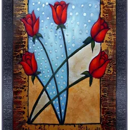PnF Black & Blue Floral Wooden Painting Wall Art-picture-37
