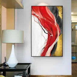 THE HANDMADE FLAIR Crystal Porcelain Red & White Abstract Luxury Nordic Marble Wall Art-image-48