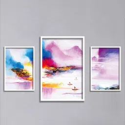 SAF White 3 Pieces Printed Wall Art-image-22