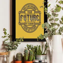 SAF Black & Yellow Motivational Painted UV Textured Framed Wall Art-image-57