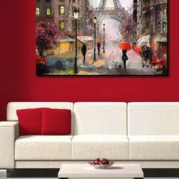 SPACE OF JOY Grey & Red An Evening In Paris Canvas Painting Wall Art-image-53