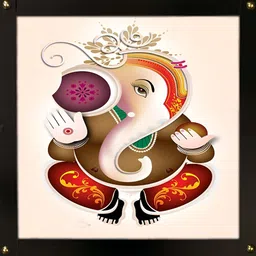 PnF Black & Orange Lord Ganesha Religious Wooden Painting Wall Art-image-28