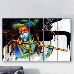 SAF White & Blue 5 Pieces Painting Wall Art-picture-47