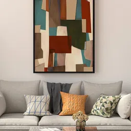 999Store Floating Frame  Grey & Brown Abstract Printed Canvas  Wall Art-picture-25