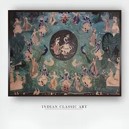INDIAN CLASSIC ART Green & Beige Wooden Religious Wall Art-image-24