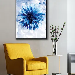 999Store White & Blue Flower With Background Abstract Effect Painting Wall Art-picture-24